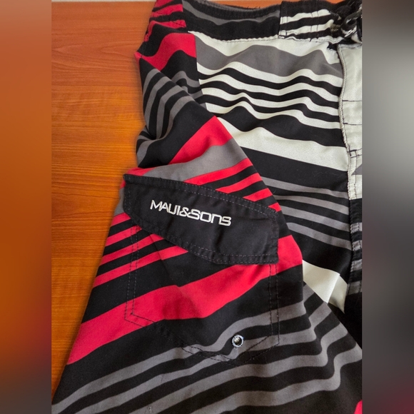 Maui & Sons 1990 Mens Swim Board Trunk Shorts sz 38 Polyester Swimwear 1 Pocket - Picture 4 of 7